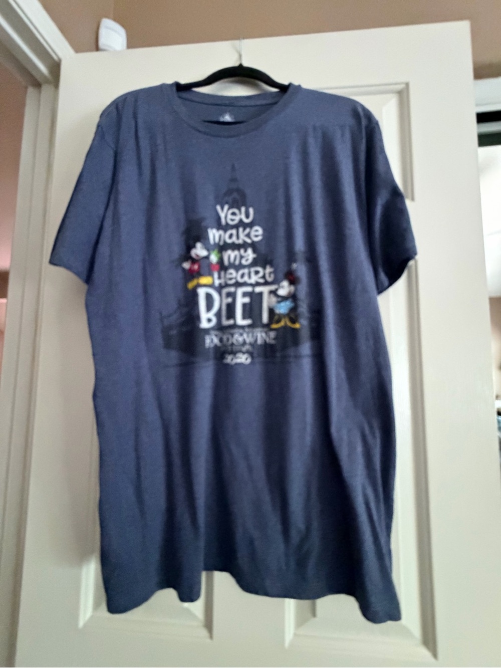 Disney Navy Graphic Tee with Mickey & Donald 'You Make My Heart Beet'